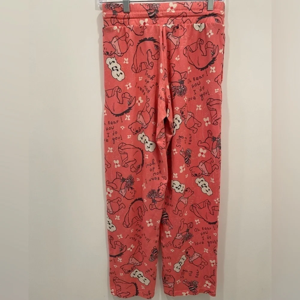 DISNEY Pajamas Size XS Pink Black Pull On Winnie the Pooh Pants Front Pockets - Picture 2 of 9